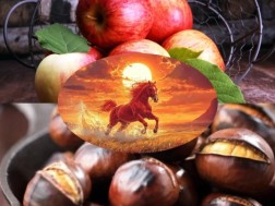 წაბლი, წითელი ვაშლი და სტაფილო