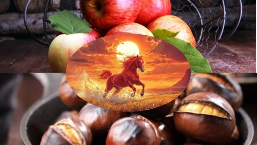 წაბლი, წითელი ვაშლი და სტაფილო