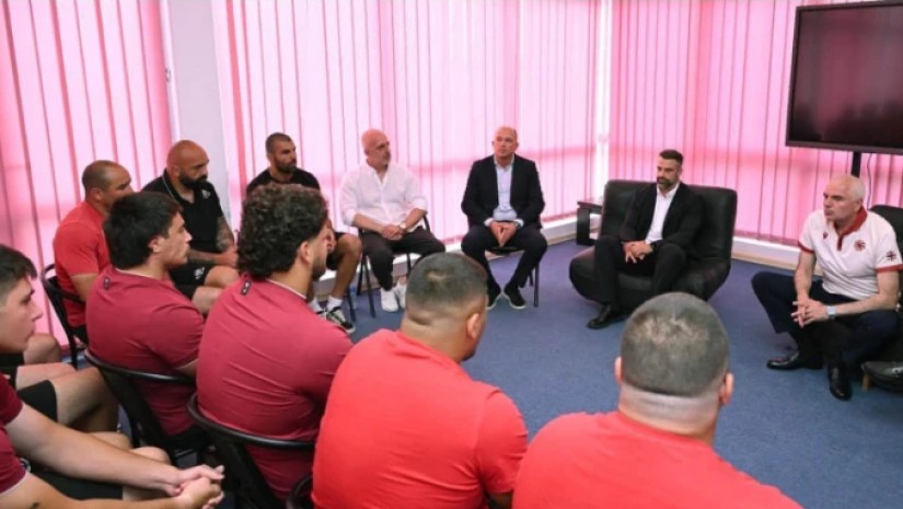 სპორტის მინისტრი „შევარდენის“ სანაკრებო ბაზაზე 20 წლამდე მორაგბეთა ნაკრებს შეხვდა